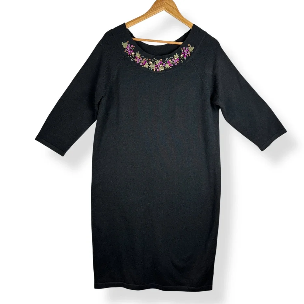 Bob Mackie Wearable Art Womens Size Small Knit Sweater Dress Embellished Jeweled - Picture 11 of 16